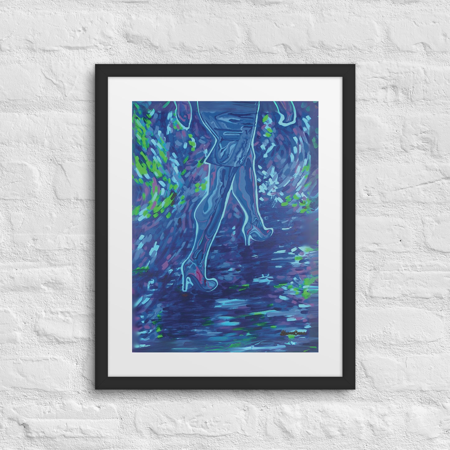 That Time She Walked Framed Art Print with Custom Mat