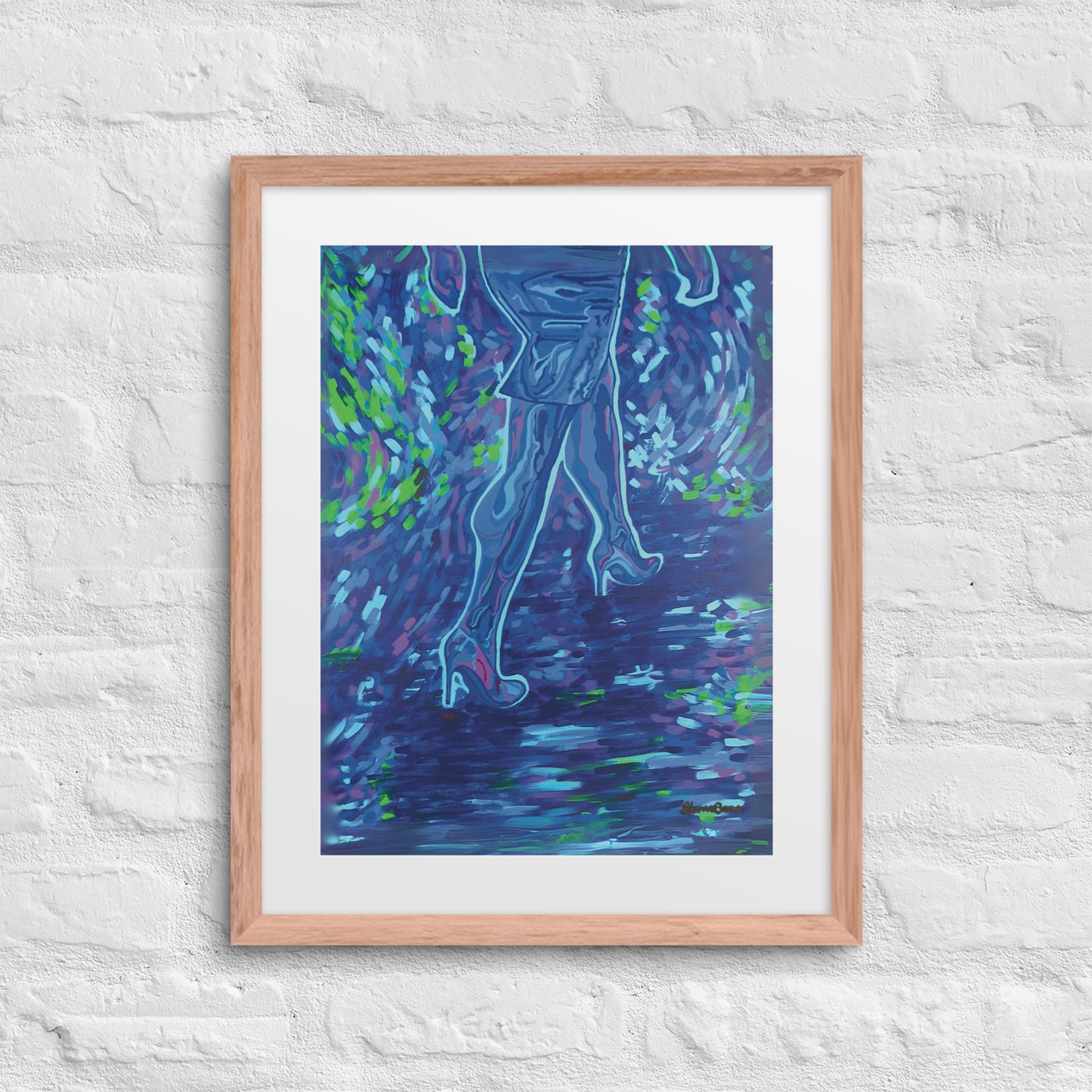 That Time She Walked Framed Art Print with Custom Mat