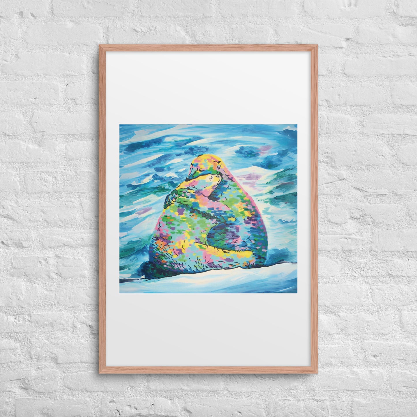 Bear Hug Framed Art Print with Custom Mat