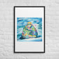 Bear Hug Framed Art Print with Custom Mat