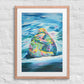 Bear Hug Framed Art Print with Custom Mat